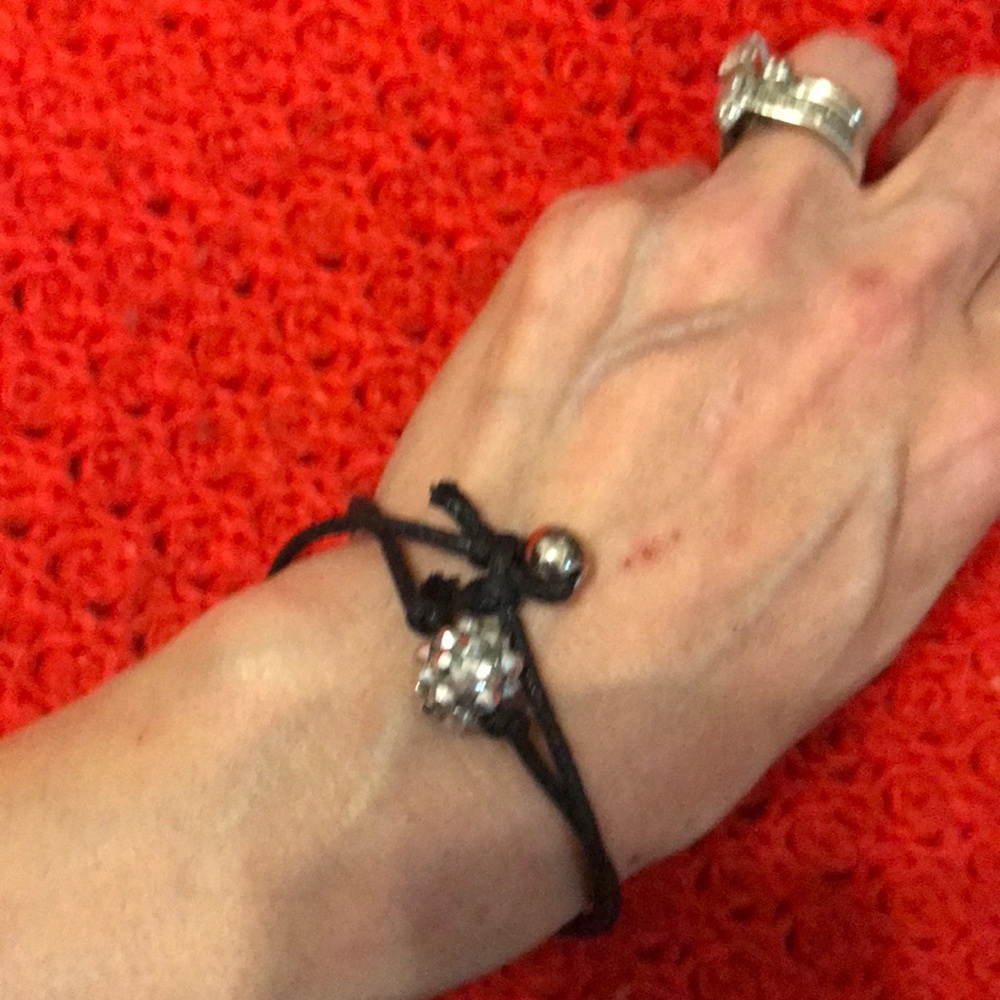 Adjustable leather/beaded bracelet. New.